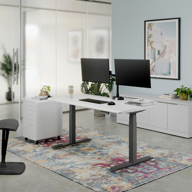 lowered white slate finish desk in a home office setting image number null